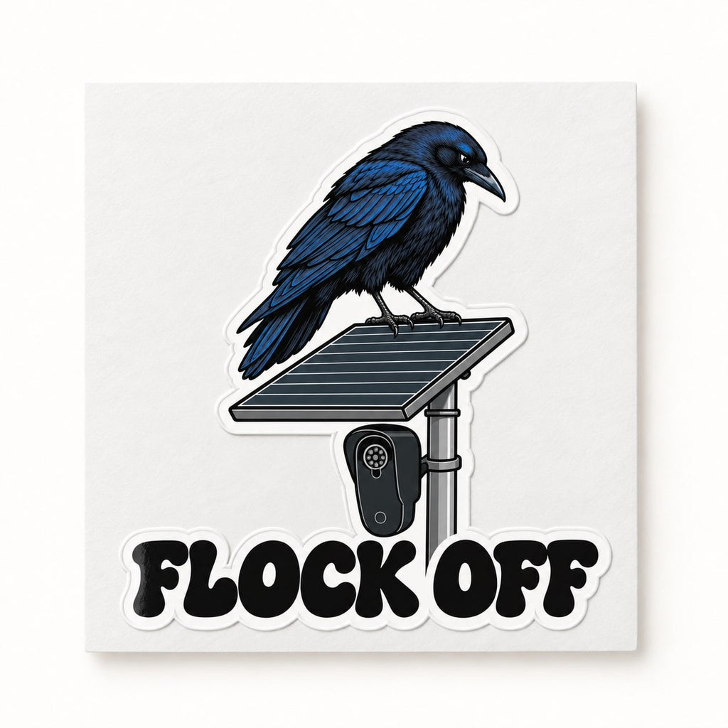 Flock Off Sticker, the sticker on its backing sheet