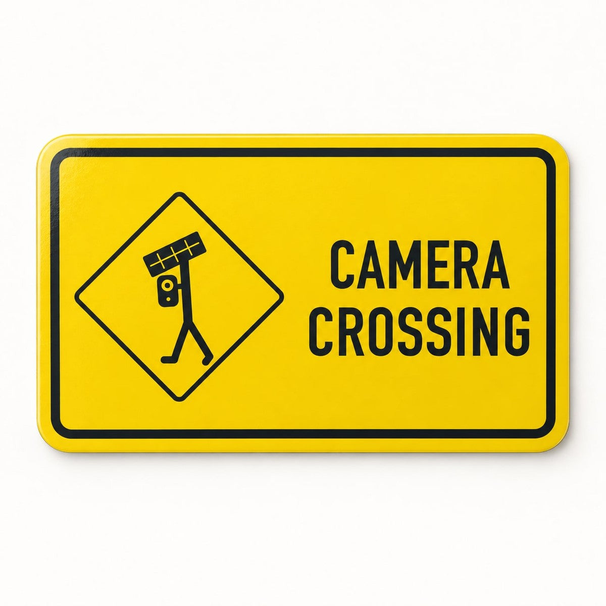 Camera Crossing Car Magnet, the magnet straight-on