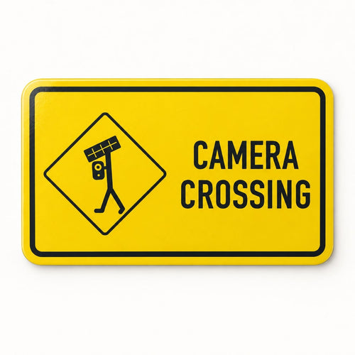 Camera Crossing Car Magnet, the magnet straight-on