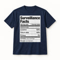 Surveillance Facts Tee in Navy, front of the shirt
