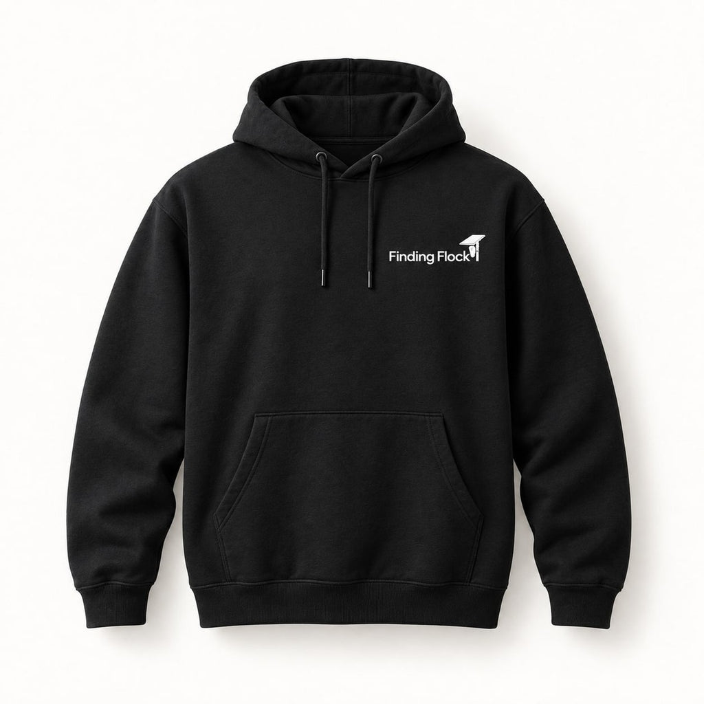 Deflock Halloween Part I Hoodie in Black, front of the hoodie showing the small left-chest wordmark