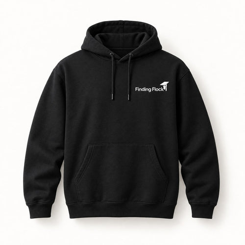 Deflock Halloween Part I Hoodie in Black, front of the hoodie showing the small left-chest wordmark