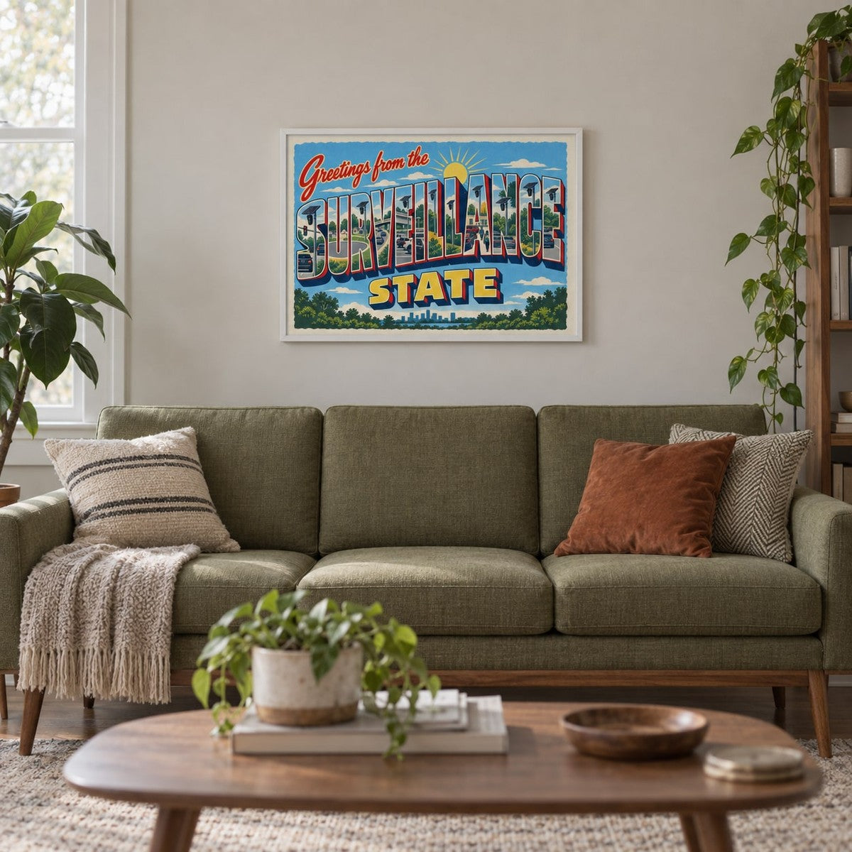 Greetings from the Surveillance State Poster, in use