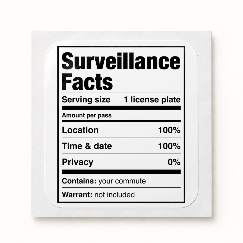 Surveillance Facts Sticker, the sticker on its backing sheet