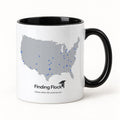 Finding Flock Accent Mug in Black, the 11oz mug at a three-quarter angle