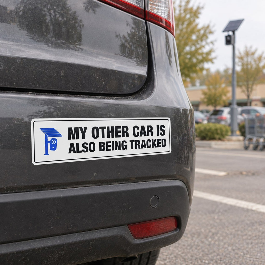 My Other Car Is Also Being Tracked Bumper Sticker, in use