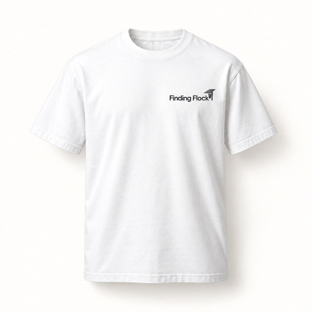Blind the Eye Rattlesnake Tee in White, front of the shirt showing the small left-chest wordmark