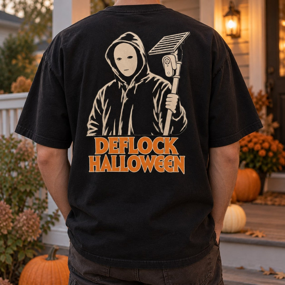 Deflock Halloween Part I Tee in Black, in use