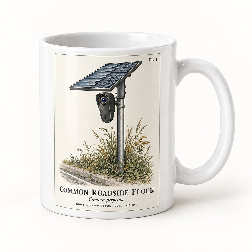 Common Roadside Flock Mug, the 11oz mug at a three-quarter angle