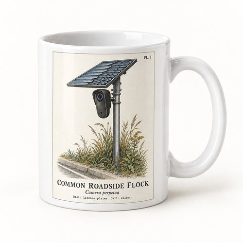 Common Roadside Flock Mug, the 11oz mug at a three-quarter angle