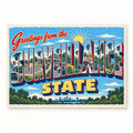 Greetings from the Surveillance State Poster, the unframed landscape poster straight-on